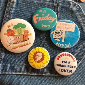 lot of 5 vintage button pins